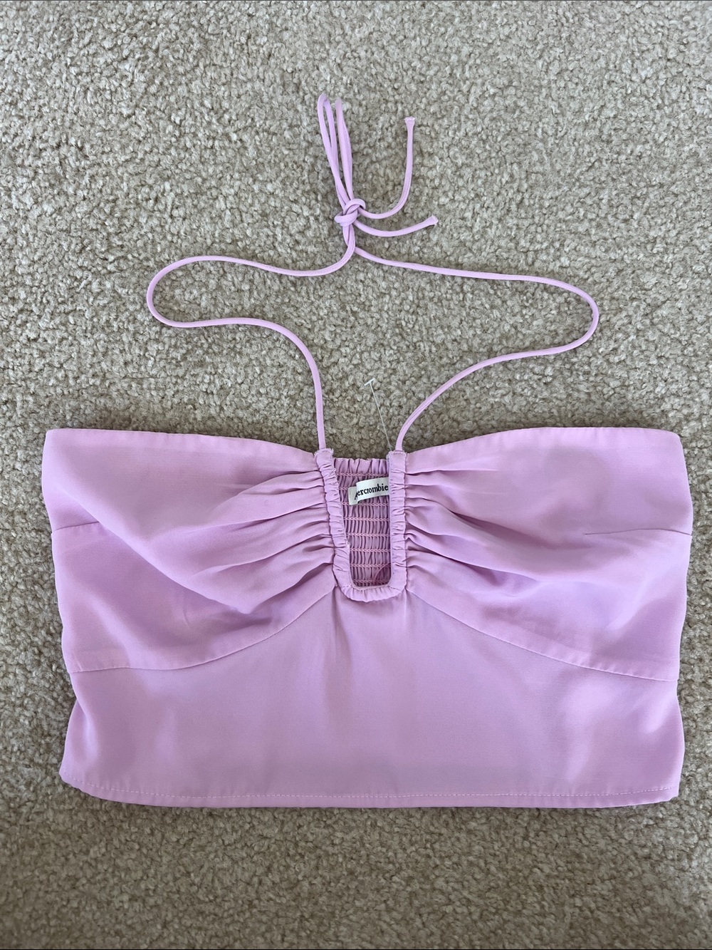 Abercrombie Pink Strapless Halter Crop Top